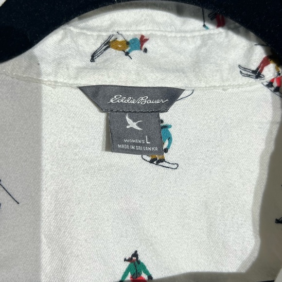 Eddie Bauer flannel button up Apres Ski top - Picture 4 of 4